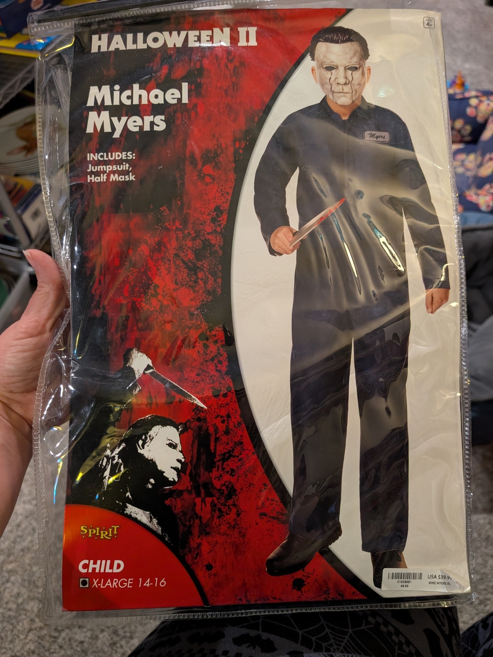 Spirit Halloween Michael Myers Child Costume - Black Jumpsuit with Mask Size XL